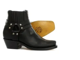 Grinders Harness Lo Black Men's Ladies Cowboy Western Ankle Biker Leather Boots