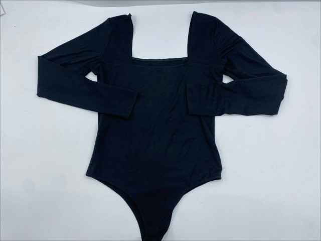 Women's Black Two-Layer Long Sleeve Square Neck Bodysuit Women's Black Two-Layer Long Sleeve Square Neck Bodysuit