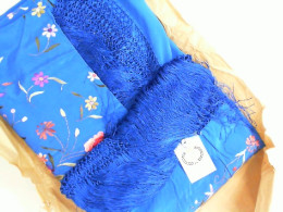 Blue dress with embroidery, Thai silk