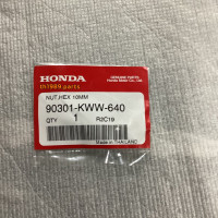 Set of 10 90301-KWW-640 Hexagon nut 10 mm left-hand thread HONDA