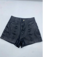 Women's black faux leather shorts