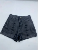 Women's black faux leather shorts