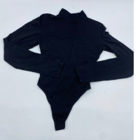 Women's ladies long Sleeve mock neck Bodysuit Polo Leotard sexy 