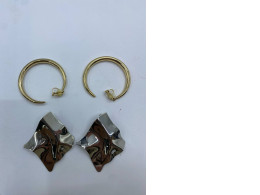 Set of 2 Silver and gold earrings for women 