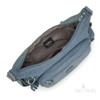 Women's textile shoulder bag blue Kipling