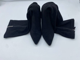 Suede Black Scrunch Funky Art Deco Heel Suede Black Scrunch Funky Art Deco Heel