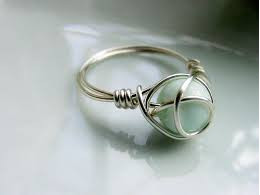 Jewelry, wire ring with artificial stone