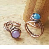 Set of 2 Jewelry, wire ring with artificial stone Set of 2 Jewelry, wire ring with artificial stone