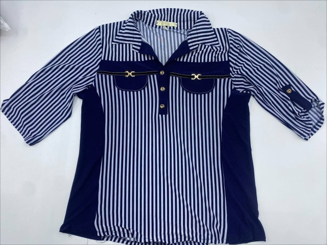 Blue long-sleeved shirt with black stripes Blue long-sleeved shirt with black stripes