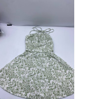 Light green short skirt tank top dress with leaf pattern Light green short skirt tank top dress with leaf pattern