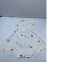 White floral pattern strapless short skirt dress White floral pattern strapless short skirt dress