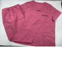 Women's V-neck medical scrub suit, pink Women's V-neck medical scrub suit, pink