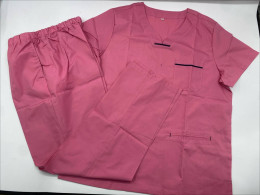 Women's V-neck medical scrub suit, pink