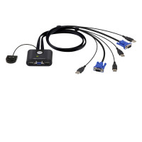 2-Port USB VGA Cable KVM Switch with Remote Port Selector