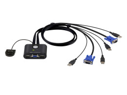 2-Port USB VGA Cable KVM Switch with Remote Port Selector