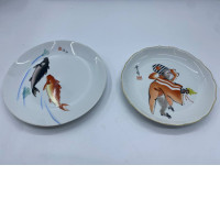 Set of 2 Japanese rice glass plate