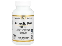 California Gold Nutrition, Antarctic Krill Oil, Omega-3 Phospholipids Complex with Astaxanthin, Natural Strawberry and Lemon, 1,000 mg, 120 Fish Gelatin Softgels  (337)