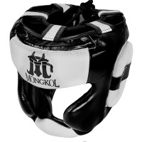 Mongkol Head Guard Headgear Muay Thai Boxing Black-White 