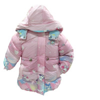 Winter Girls Jacket Kuromi Cute Cartoon Warm Hooded Zipper Little Princess Coat 3-8 Years Kids