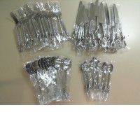 Tableware set for 24 persons, stainless steel, Forks, Table spoons, Tea spoons, Table knife