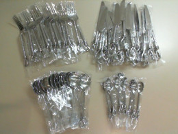 Tableware set for 24 persons, stainless steel, Forks, Table spoons, Tea spoons, Table knife