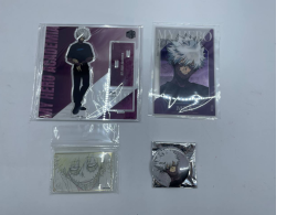 My hero academia gift set, of 2 acrilyc stands, 1 badge, 1 card