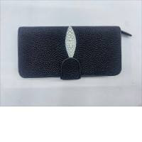 Black faux leather handbag