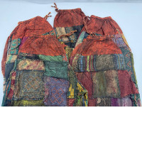 Set of 5 Aladdin pants, orange-brown handwoven fabric 