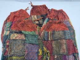 Set of 5 Aladdin pants, orange-brown handwoven fabric Set of 5 Aladdin pants, orange-brown handwoven fabric