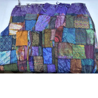 Set of 5 Aladdin pants, purple handwoven fabric 