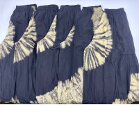 Set of 5 Black home pants with cream feather pattern
