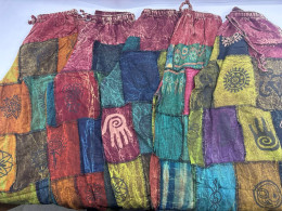 Set of 5Aladdin pants with bell-bottoms, handwoven in brown-purple tones Set of 5Aladdin pants with bell-bottoms, handwoven in brown-purple tones