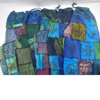 Set of 5 Aladdin pants with bell-bottoms, handwoven in blue tones Set of 5 Aladdin pants with bell-bottoms, handwoven in blue tones