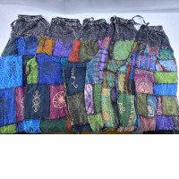 Set of 5 Aladdin pants with bell-bottoms, handwoven in black and gray tones