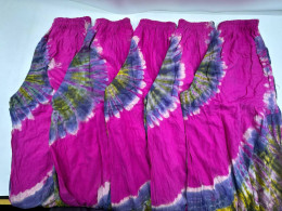 Set of 5Pink and purple feather print home pants Set of 5Pink and purple feather print home pants