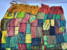 Set of 5 Aladdin pants with bell-bottoms, handwoven in yellow-orange tones Set of 5 Aladdin pants with bell-bottoms, handwoven in yellow-orange tones