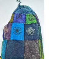 Aladdin pants with bell-bottoms, handwoven in blue tones