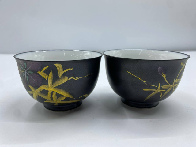 Set of 2 Glass, tea glass, black with gold pattern Set of 2 Glass, tea glass, black with gold pattern