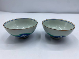 Set of 2 Glass, teacup, white with blue pattern Set of 2 Glass, teacup, white with blue pattern