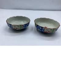 Set of 2 Glass, teacup, white, bamboo pattern