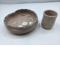 Set of 2 Glass, bowl, teacup, Japanese, light pink