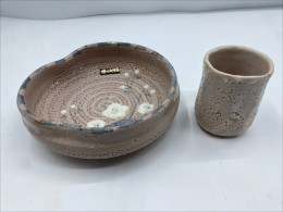 Set of 2 Glass, bowl, teacup, Japanese, light pink