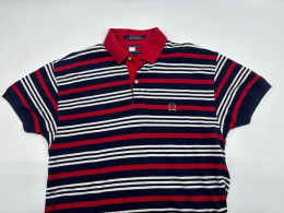 TOMMY Red polo shirt with white and blue stripes