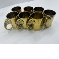 Set of 7 Brass drinking glass with elephant handle