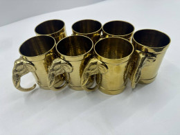 Set of 7 Brass drinking glass with elephant handle