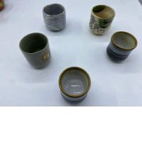 Set of 5 Tall Japanese tea glass
