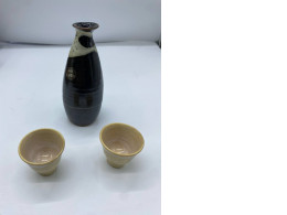 Set of 3 Glass sake bottles and sake glasses Set of 3 Glass sake bottles and sake glasses