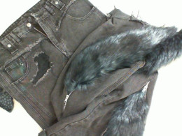 Men's Black Jeans with Fur
