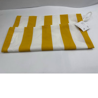 Women's white handbag with green stripes