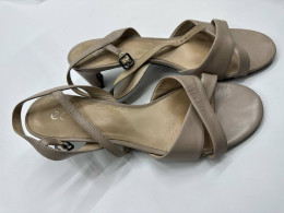 Women's cream-colored woven high-heeled sandals